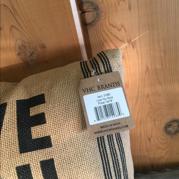 NWT Love You More Burlap Pillow - Picture 3 of 3